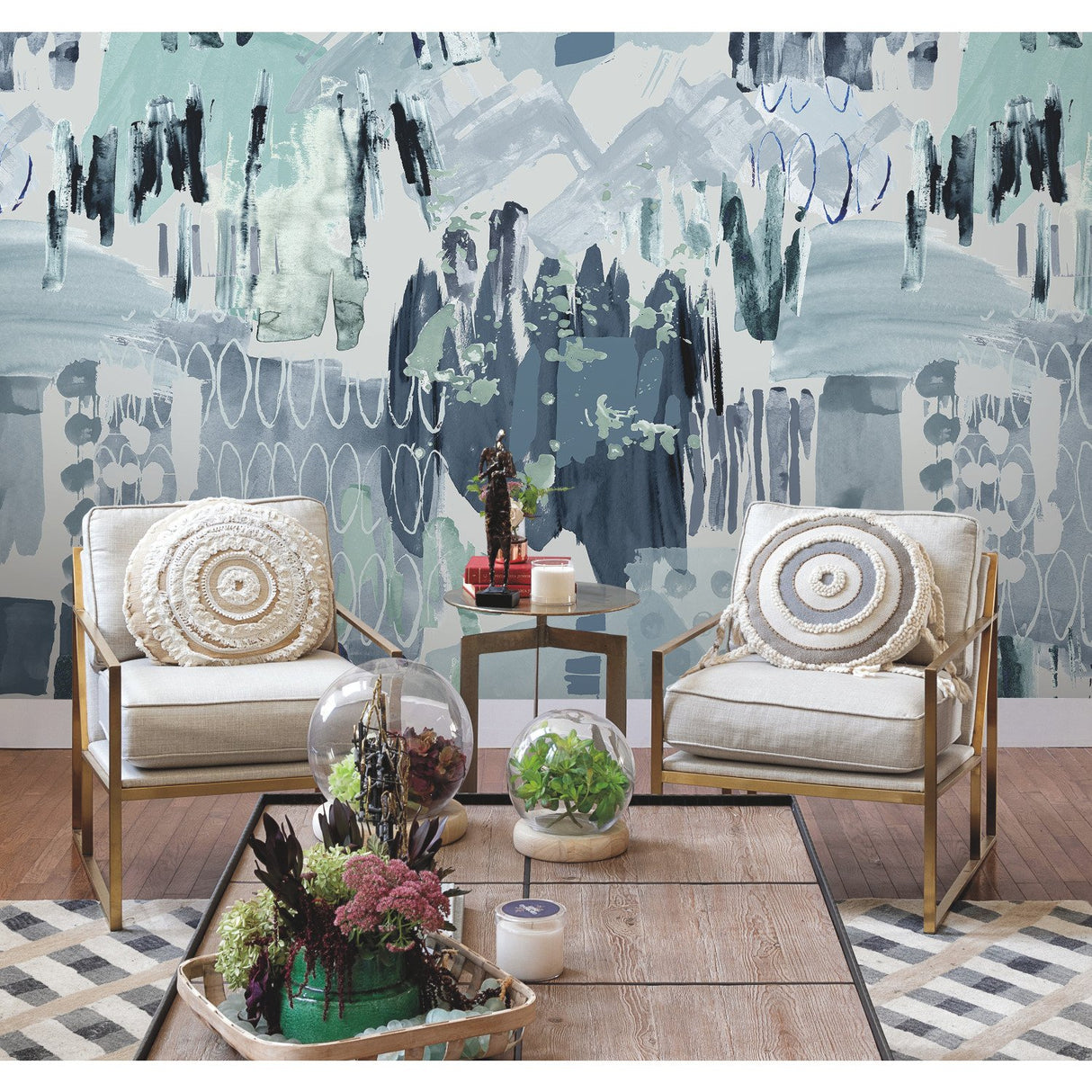 Abstraction Blue Slate Blue Peel & Stick Wall Mural