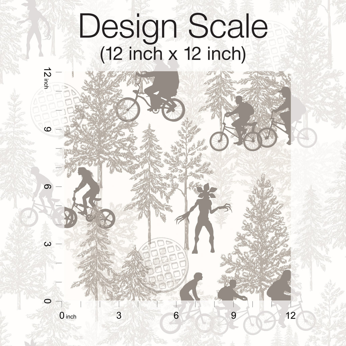 Stranger Things Hawkins Woods Off-White Peel & Stick Wallpaper with Novelty Whimsical Forest Motif - York RMK12544RL