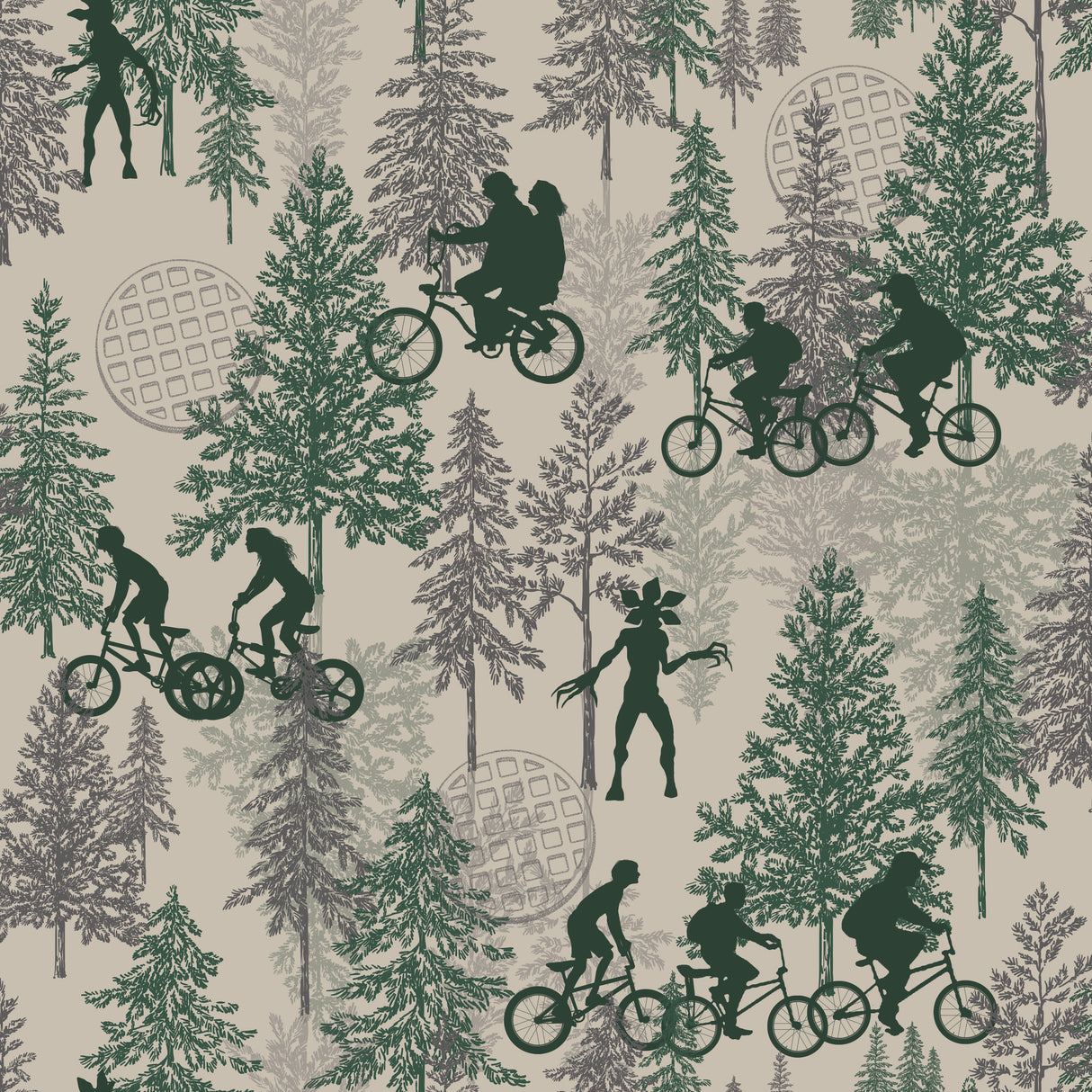 Netflix Stranger Things Hawkins Woods Green Peel & Stick Wallpaper