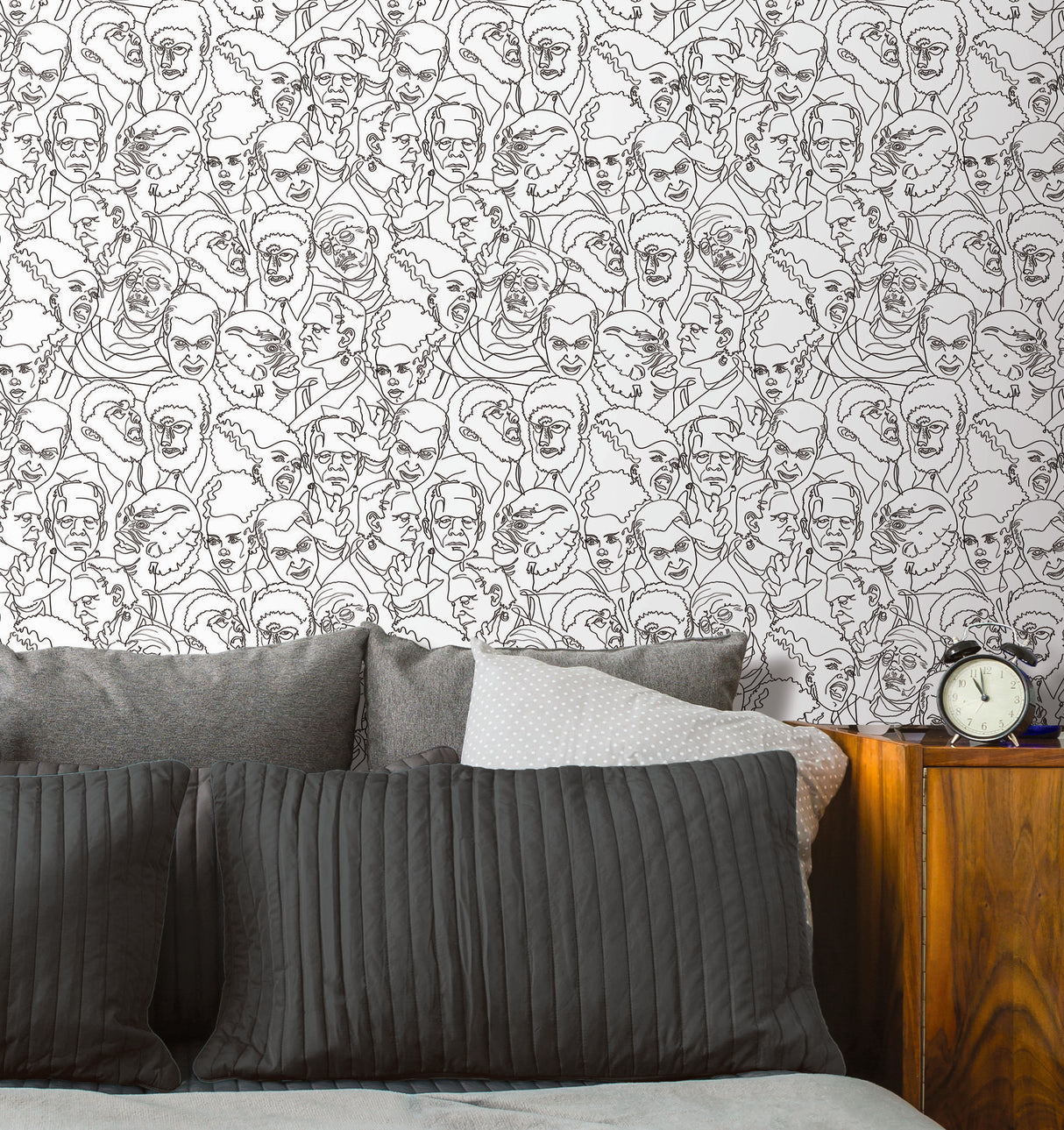 Universal Classic Monsters Black Peel & Stick Wallpaper with Whimsical Novelty Pattern - York RMK12553RL