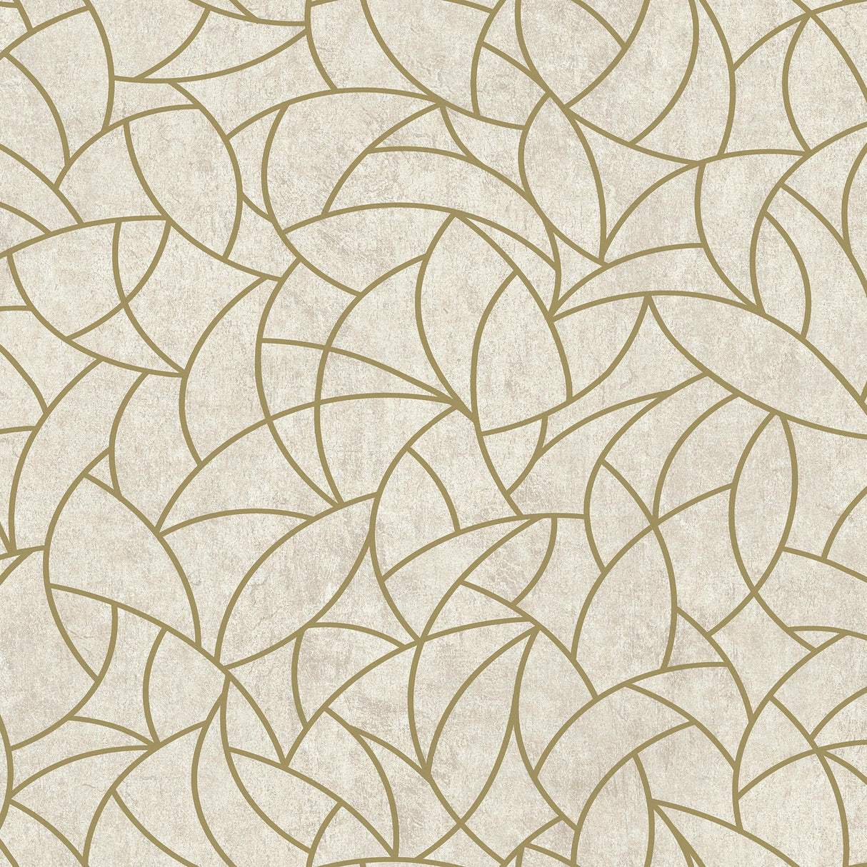Modern Crescent Moon Neutral & Gold Peel & Stick Wallpaper with Geometric Abstract Pattern - York RMK12567PL