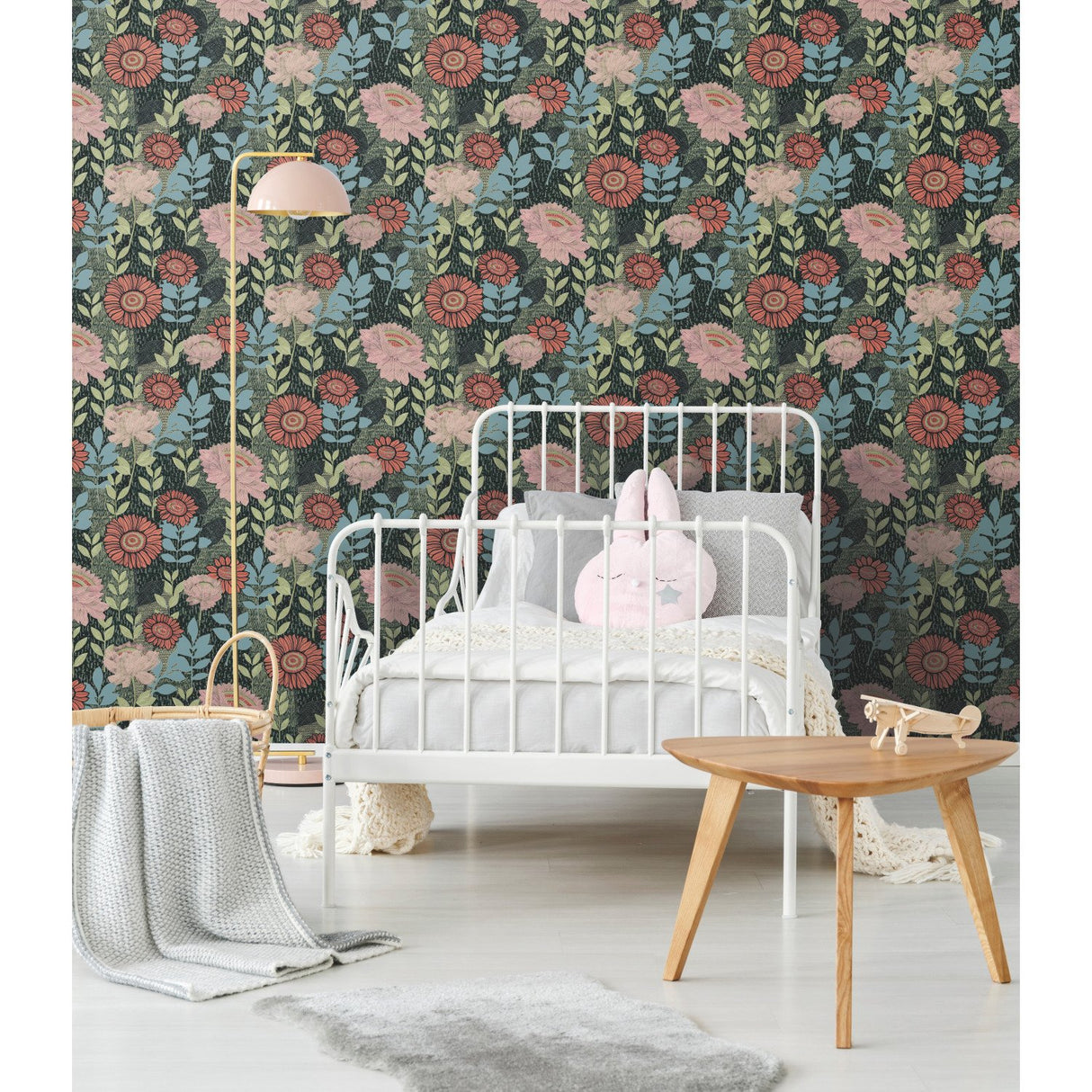Botanical Garden Green Peel & Stick Wallpaper with Modern Botanical Flowers Pattern - York RMK12575RL