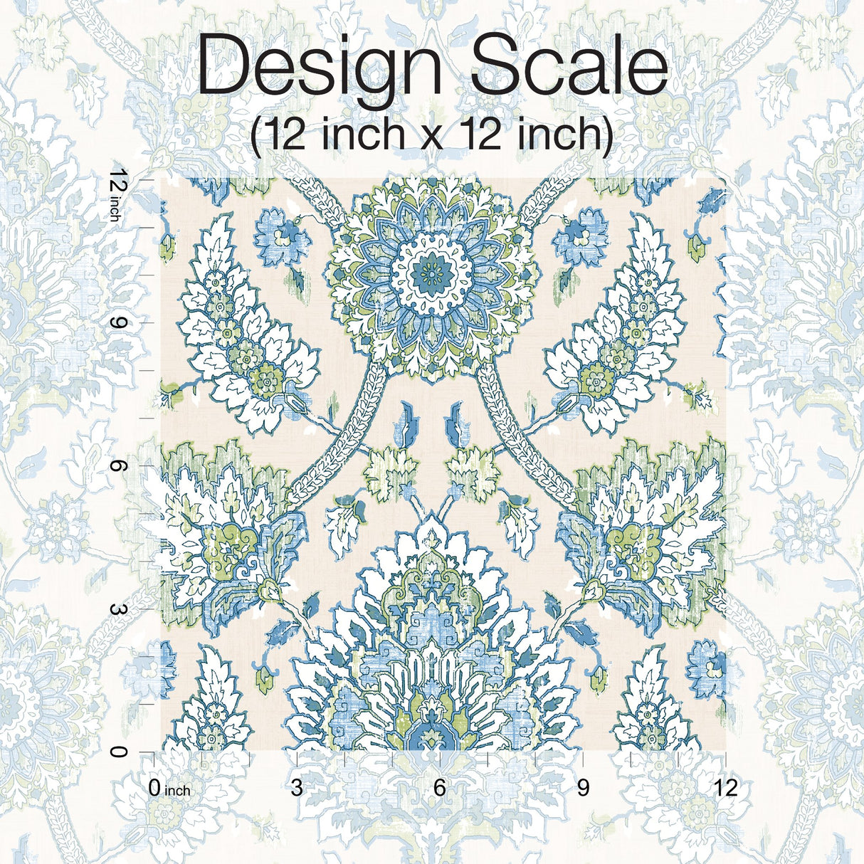 Waverly Clifton Hall Blue/Green Jacobean Floral Peel & Stick Wallpaper - RoomMates RMK12607PLW