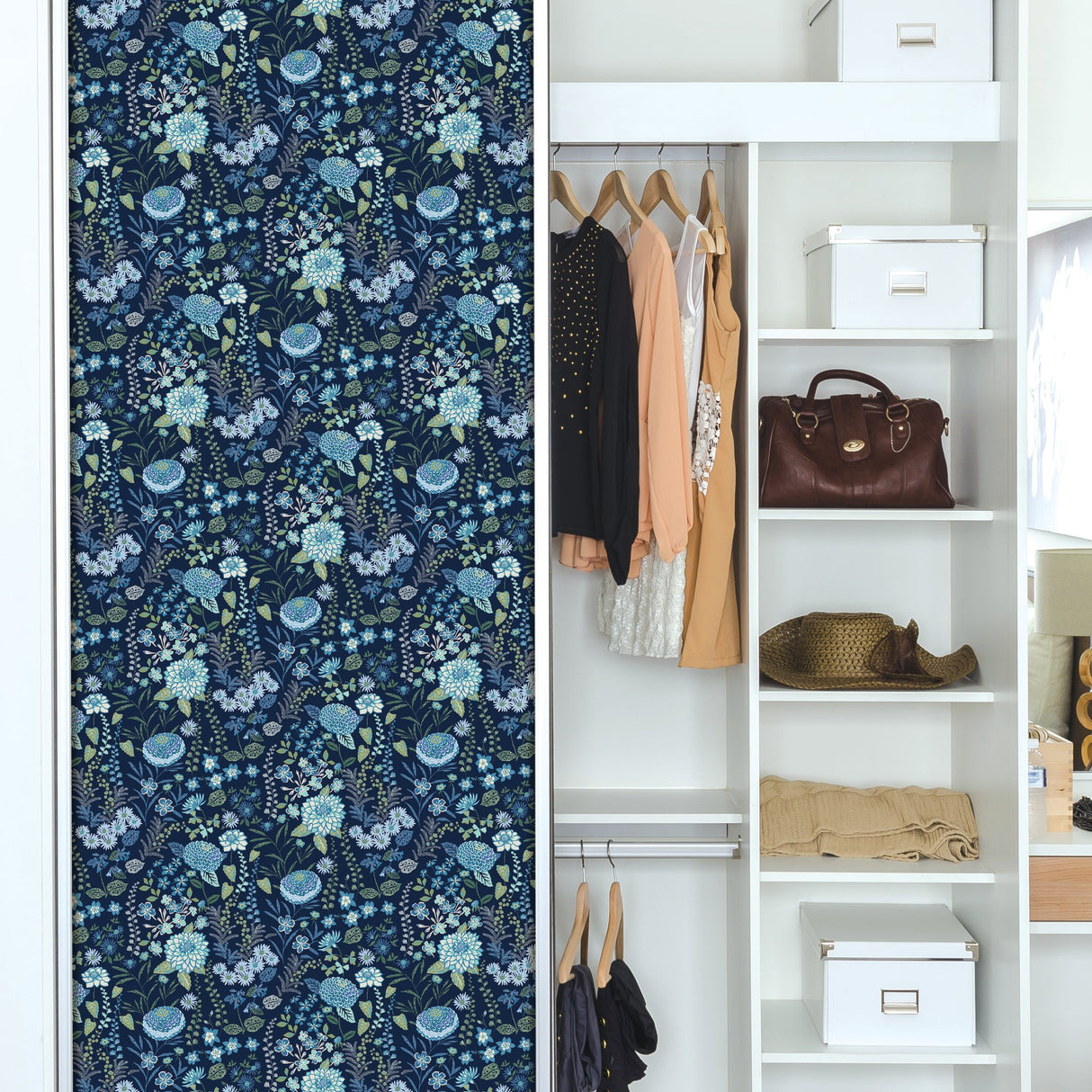 Waverly Fiona Floral Blue Peel & Stick Wallpaper