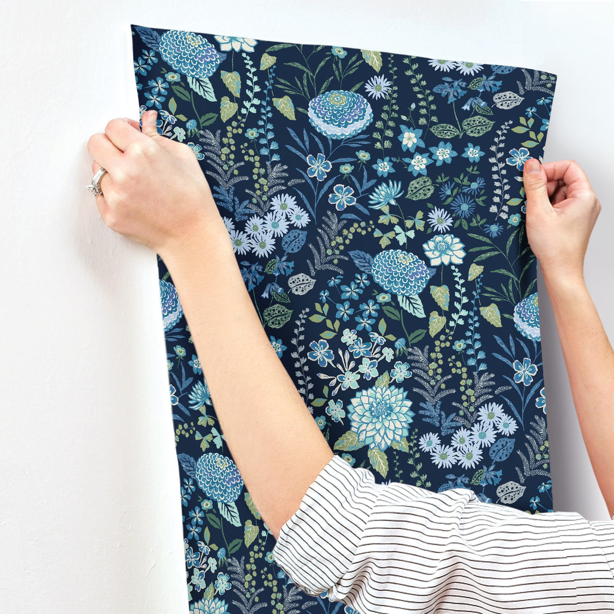 Waverly Fiona Floral Blue Peel & Stick Wallpaper