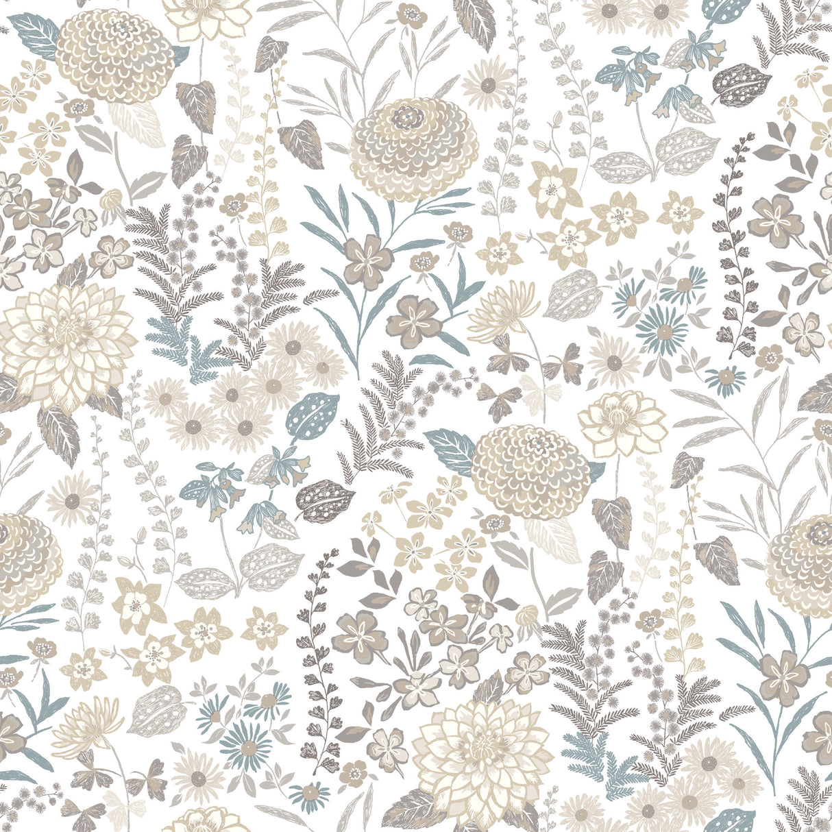 Waverly Fiona Floral Neutral Peel & Stick Vinyl Wallpaper with Botanical Flower Pattern, Traditional Style - York RMK12612PLW