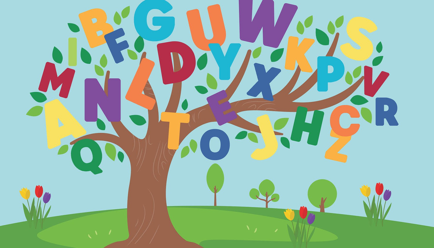 Alphabet Tree Multicolor Peel & Stick Wall Mural with Kids Novelty Letters Pattern - York RMK12615M