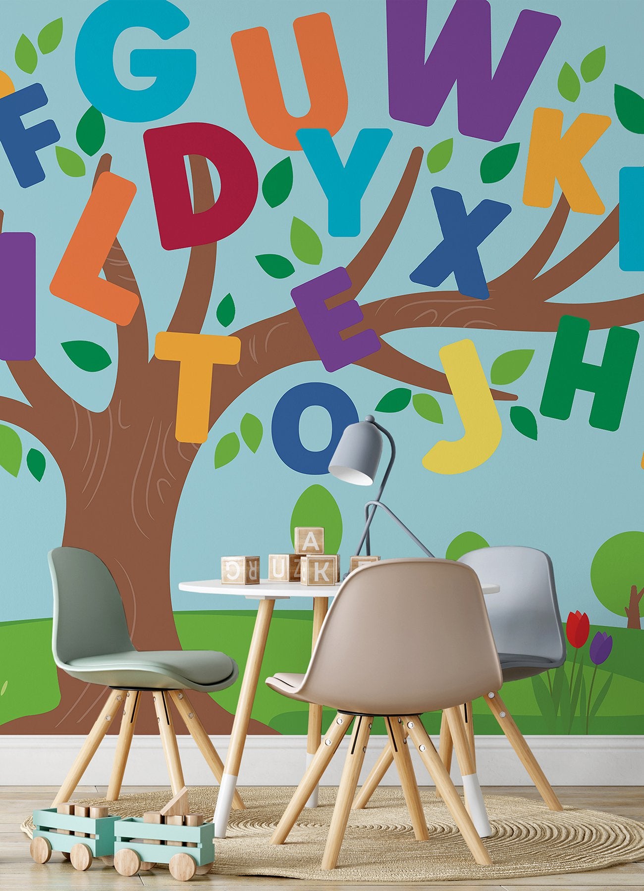 Alphabet Tree Multicolor Peel & Stick Wall Mural with Kids Novelty Letters Pattern - York RMK12615M