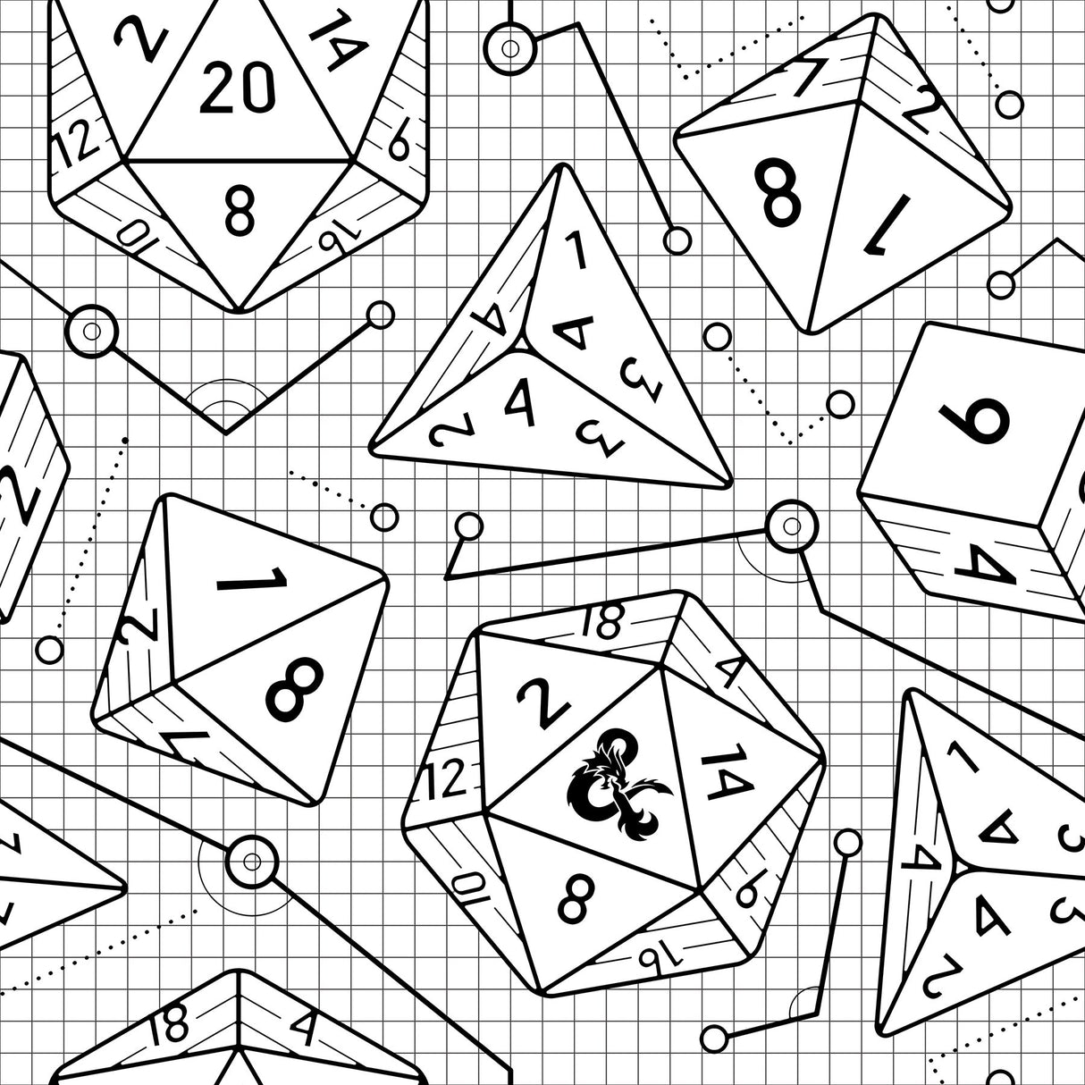 Dungeons & Dragons White Peel & Stick Wallpaper with Geometric Dice Pattern - York RMK12624RL
