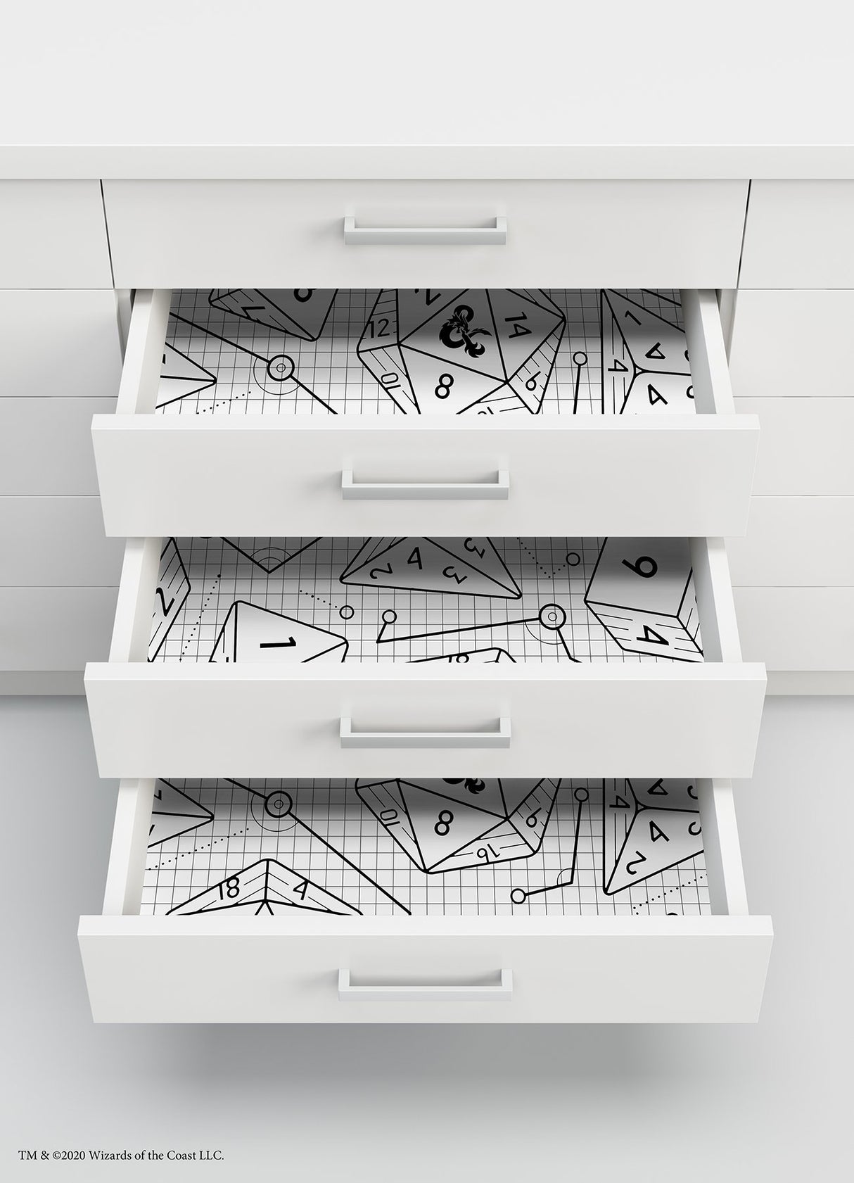 Dungeons & Dragons White Peel & Stick Wallpaper with Geometric Dice Pattern - York RMK12624RL