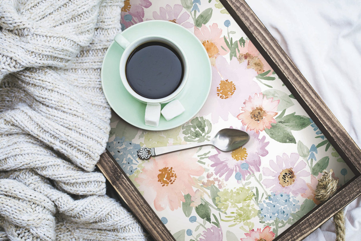 Southern Charm Pastel Peel & Stick Wallpaper with Botanical Watercolor Floral Pattern - York RMK12631RL