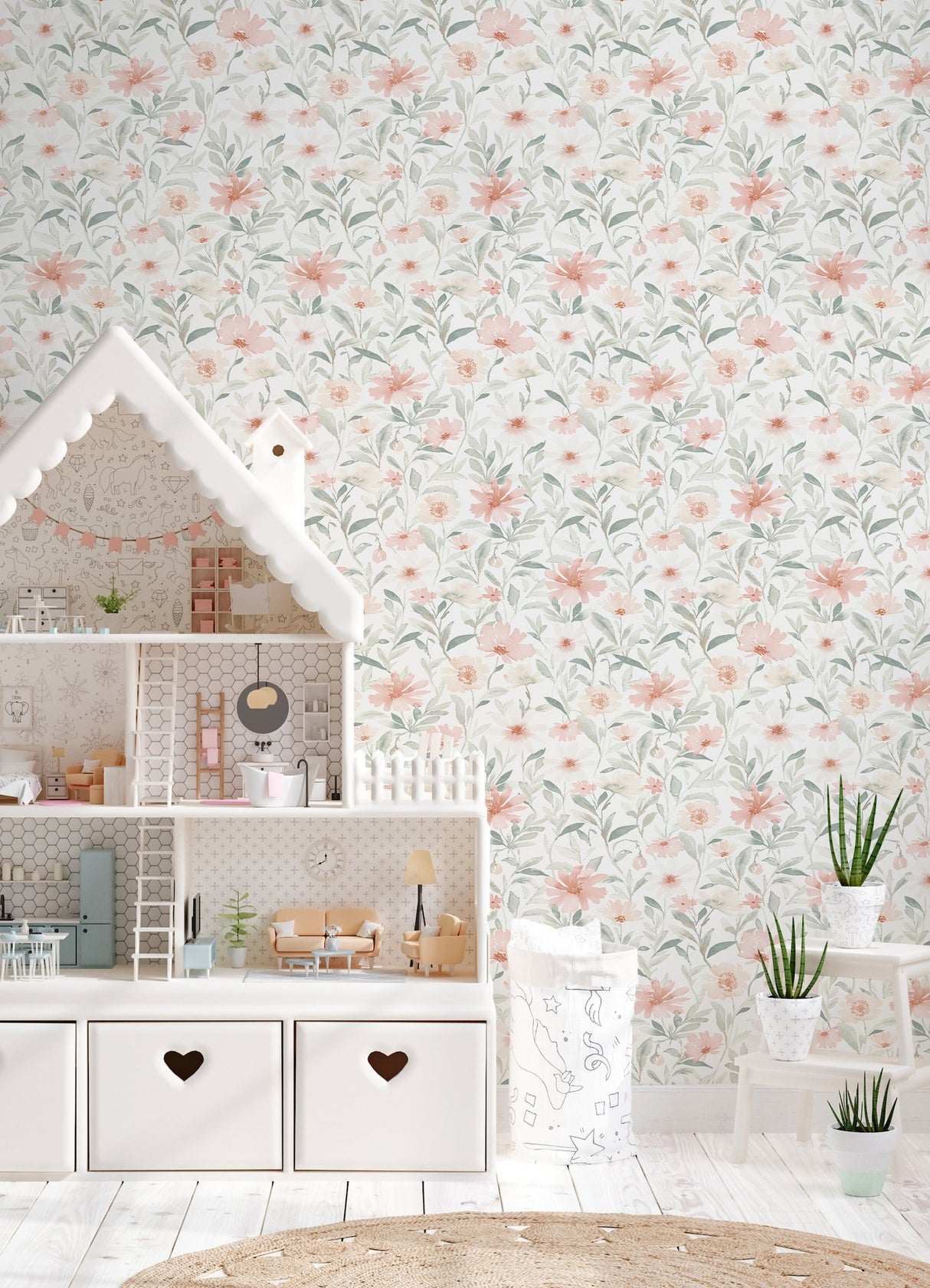 Flower Market Pink Peel & Stick Wallpaper