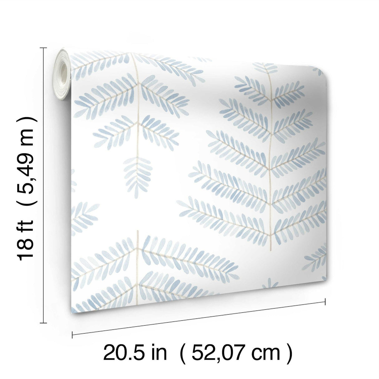 Cat Coquillette Leaflets Blue Peel & Stick Wallpaper with Modern Botanical Watercolor Leaf Pattern - York RMK12637PL