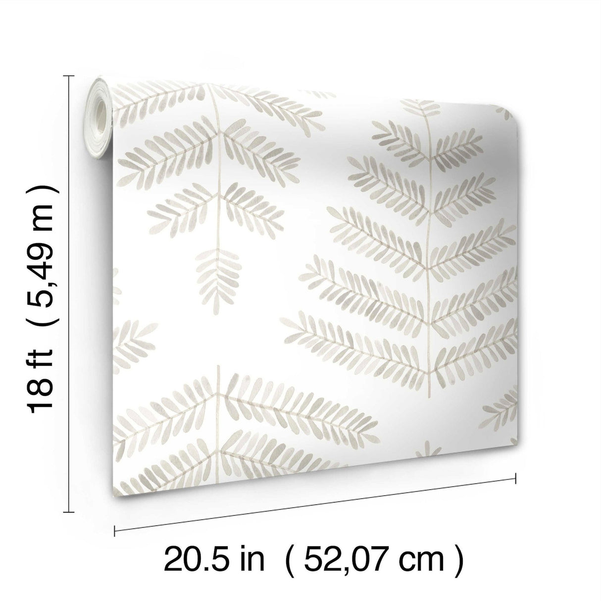 Cat Coquillette Leaflets Neutral Peel & Stick Wallpaper with Botanical Watercolor Leaf Pattern - York RMK12639PL