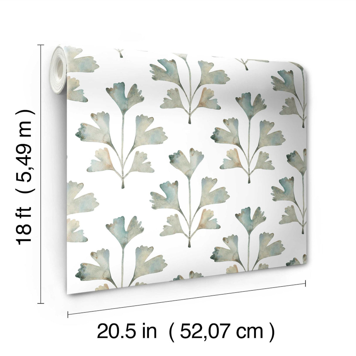 Cat Coquillette Gingko Jade Peel & Stick Wallpaper with Botanical Watercolor Leaves - York RMK12640PL
