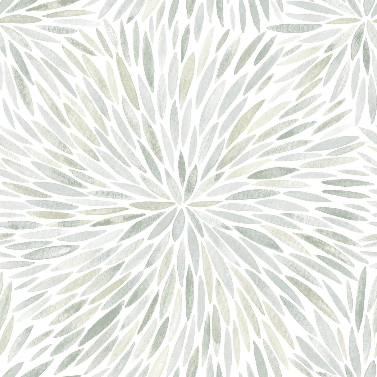Cat Coquillette Burst Green Peel & Stick Wallpaper with Botanical Sunburst Motif - York RMK12644PL