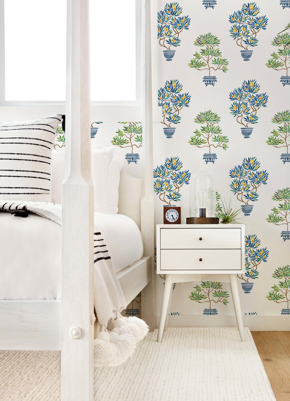 Cat Coquillette Bonsai Green/Blue Peel & Stick Wallpaper with Botanical Bonsai Motif - York RMK12647RL