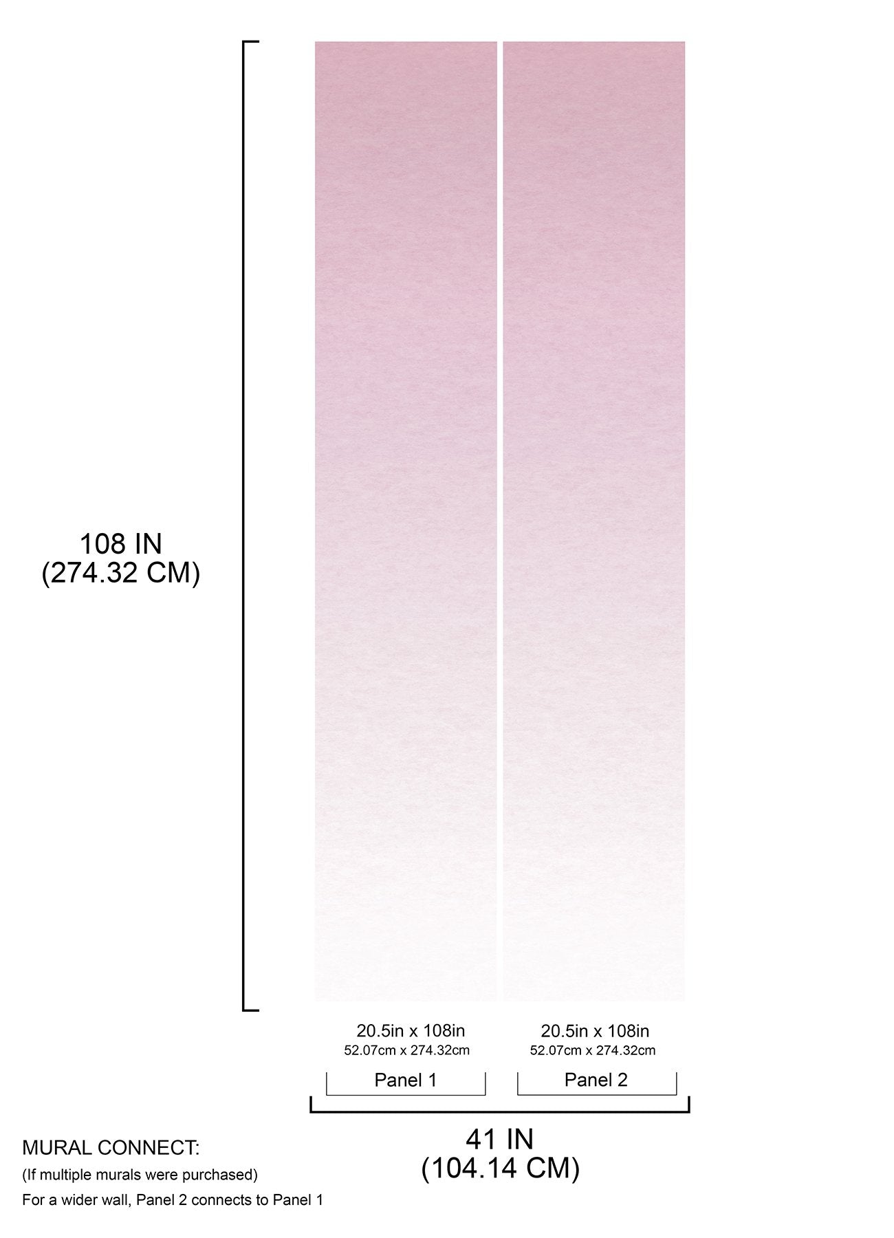 Aura Ombre Pink Peel & Stick Wall Mural with Modern Graphic Gradient - York RMK12654MW