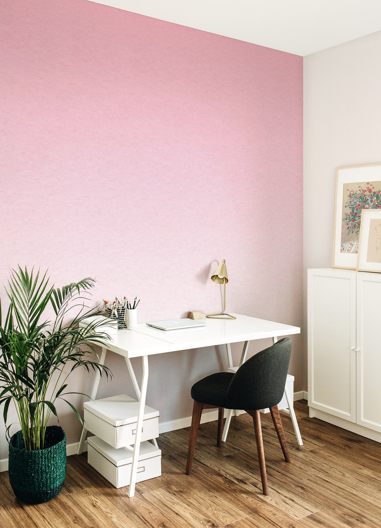 Aura Ombre Pink Peel & Stick Wall Mural with Modern Graphic Gradient - York RMK12654MW