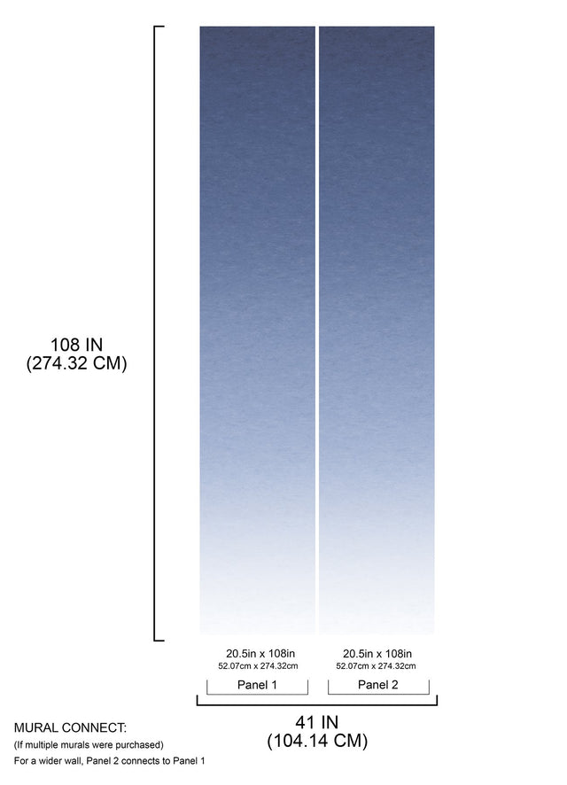 Aura Ombre Blue Peel & Stick Wall Mural with Modern Graphic Gradient - York RMK12655MW