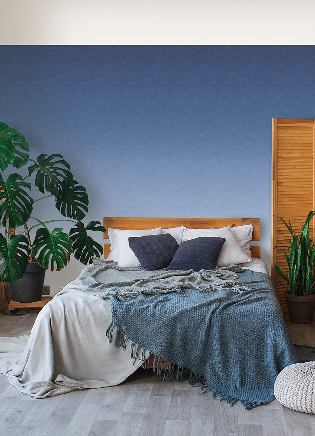 Aura Ombre Blue Peel & Stick Wall Mural with Modern Graphic Gradient - York RMK12655MW