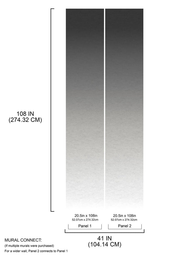Aura Ombre Charcoal Peel & Stick Wall Mural with Modern Ombre Gradient - York RMK12656MW