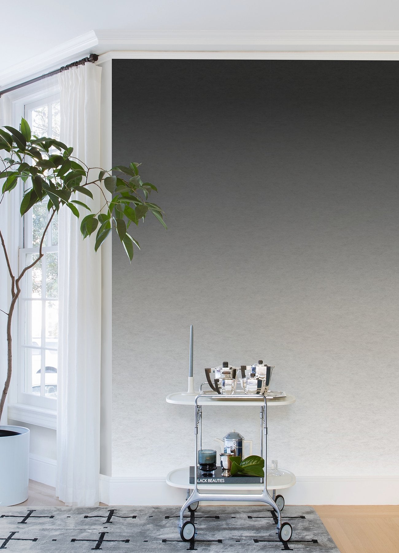 Aura Ombre Charcoal Peel & Stick Wall Mural with Modern Ombre Gradient - York RMK12656MW