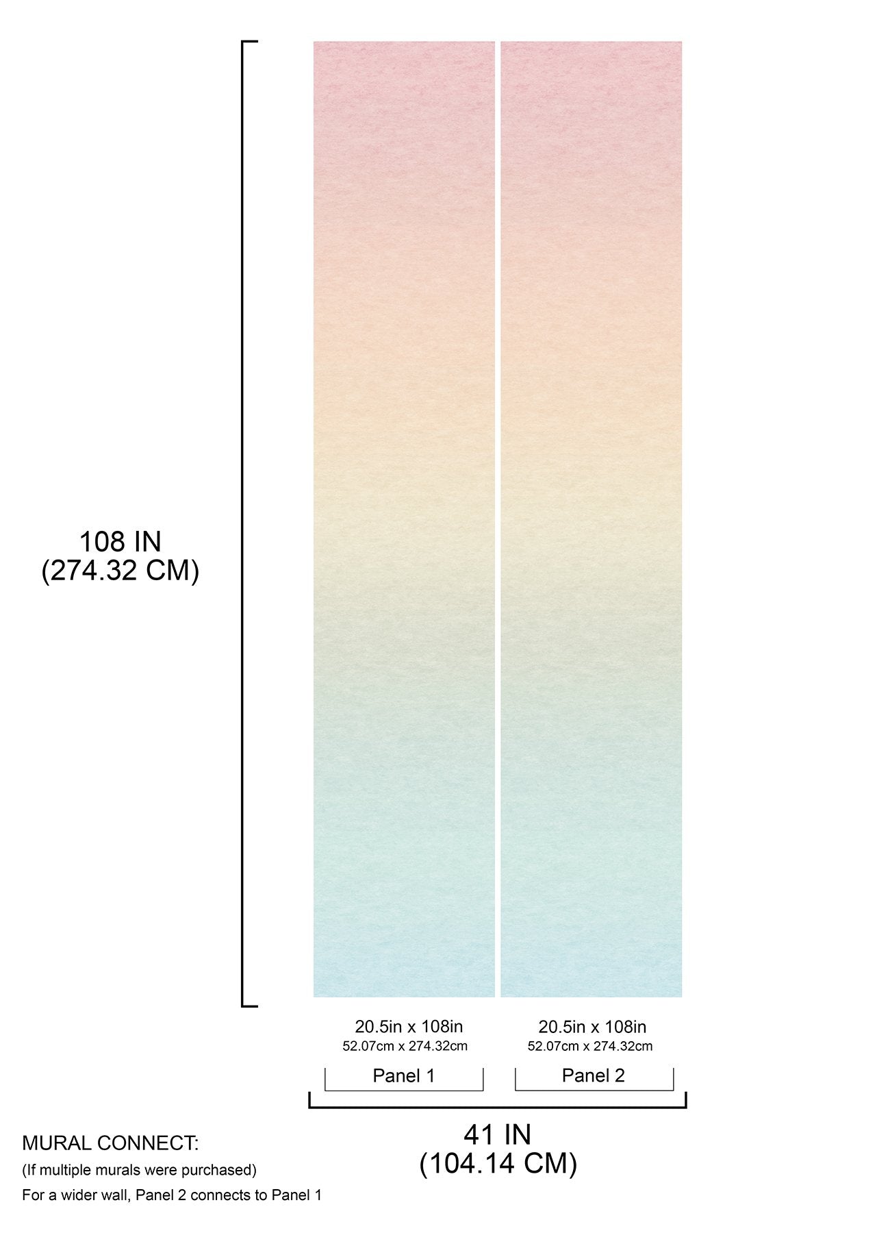 Aura Ombre Rainbow Peel & Stick Wall Mural with Modern Ombre Gradient - York RMK12657MW