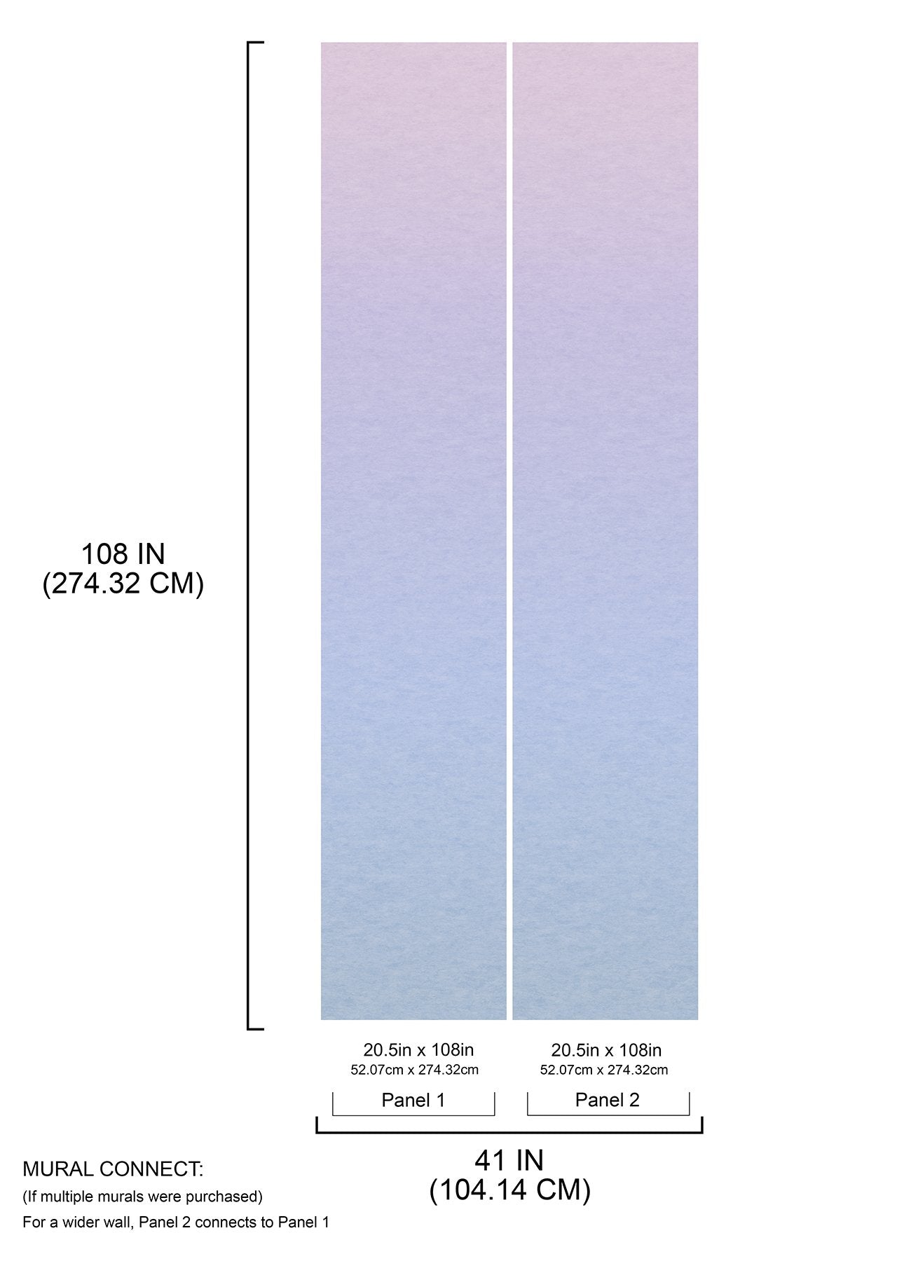 Aura Ombre Purple Peel & Stick Wall Mural with Modern Graphics Pattern - York RMK12658MW