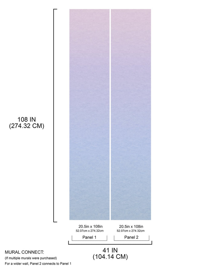 Aura Ombre Purple Peel & Stick Wall Mural with Modern Graphics Pattern - York RMK12658MW