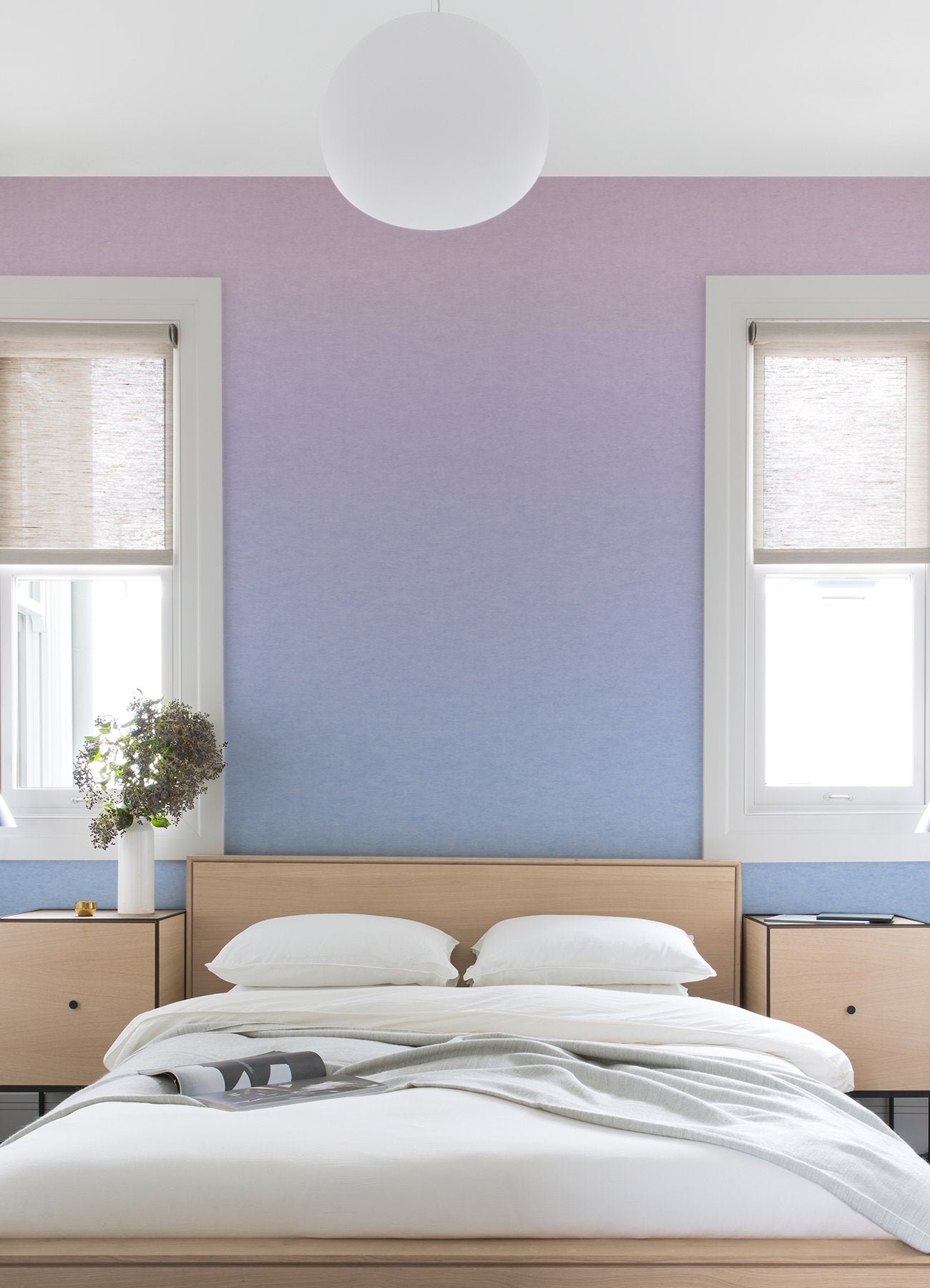 Aura Ombre Purple Peel & Stick Wall Mural with Modern Graphics Pattern - York RMK12658MW