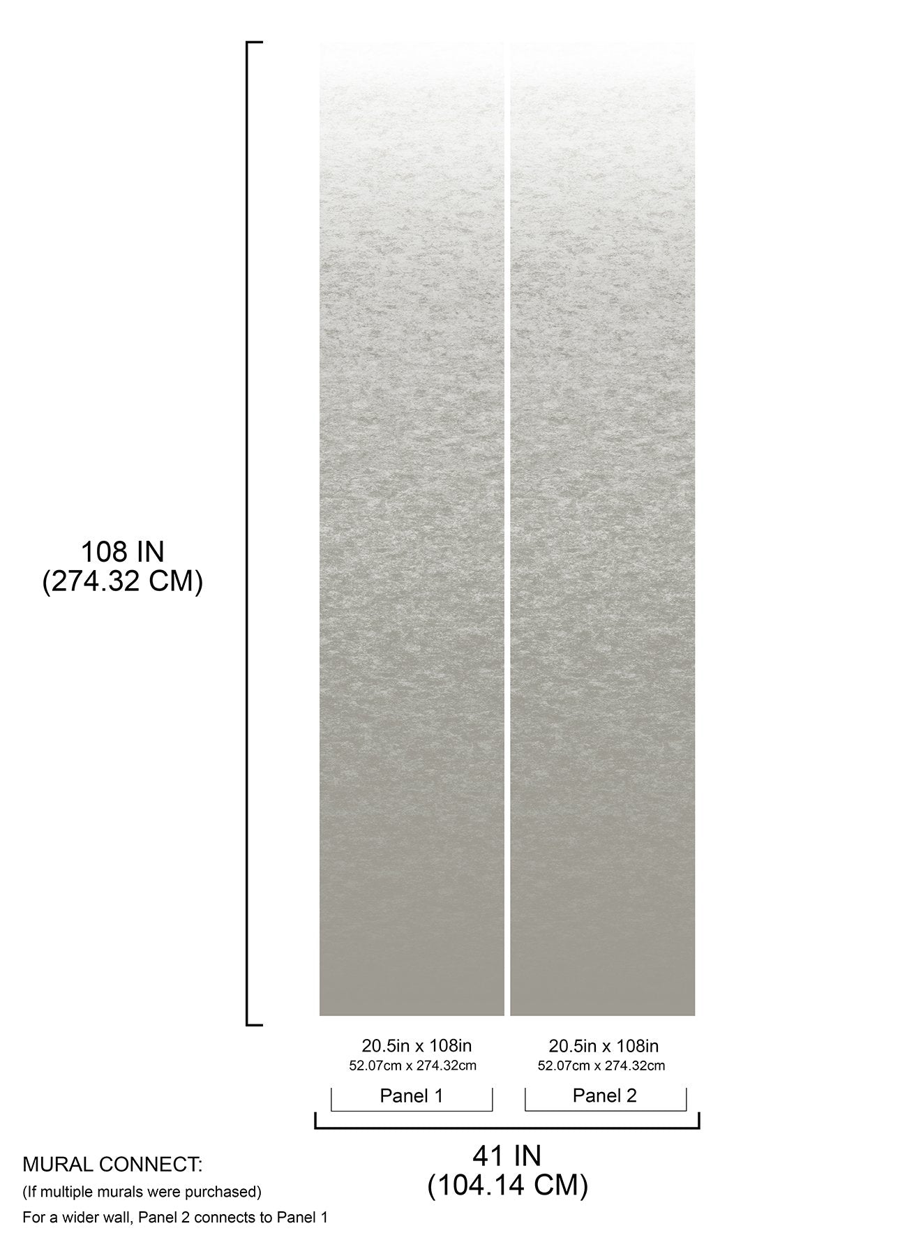 Aura Ombre White Peel & Stick Wall Mural with Metallic Ombre Graphic Pattern, Modern Style - York RMK12659MW