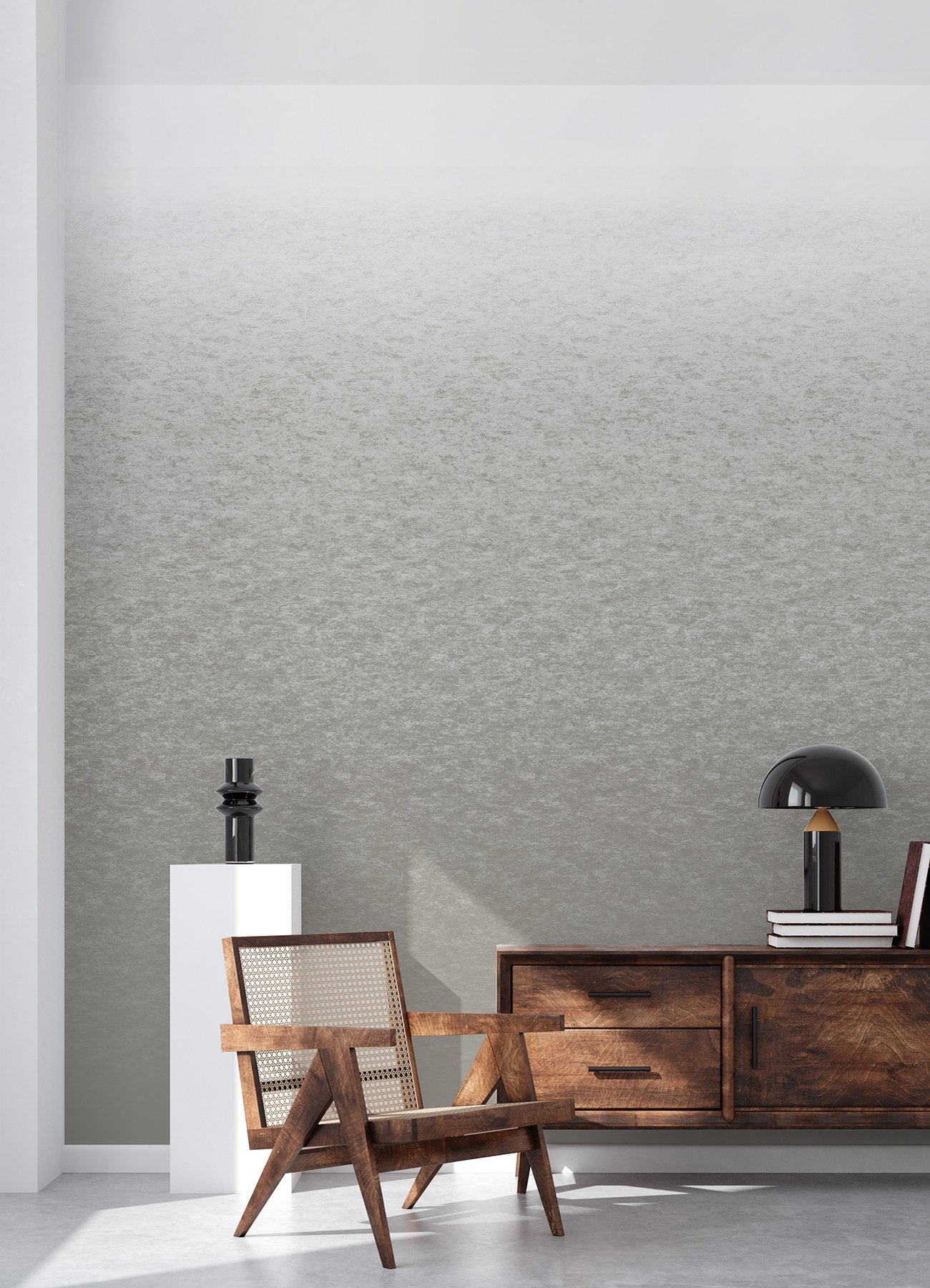 Aura Ombre White Peel & Stick Wall Mural with Metallic Ombre Graphic Pattern, Modern Style - York RMK12659MW