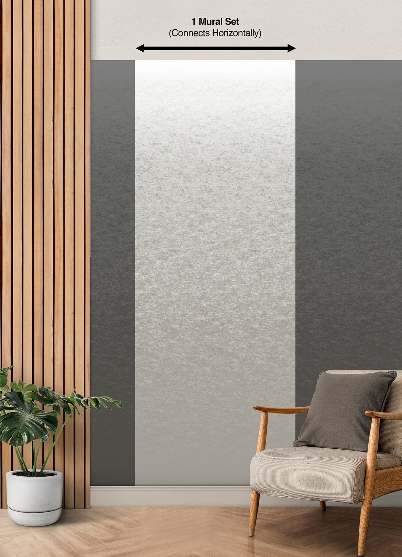 Aura Ombre White Peel & Stick Wall Mural with Metallic Ombre Graphic Pattern, Modern Style - York RMK12659MW