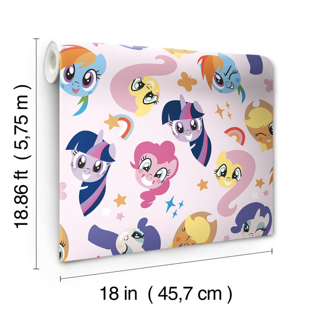 My Little Pony Toss Pink Peel & Stick Wallpaper with Kids Novelty Animals Pattern - York RMK12660RL