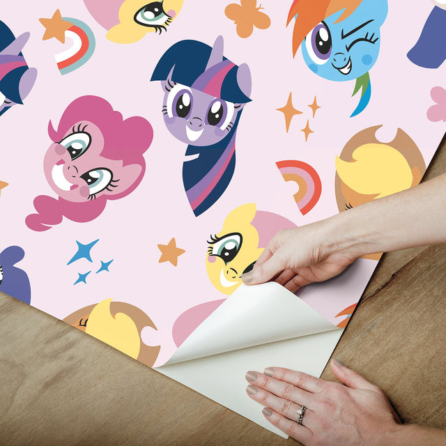 My Little Pony Toss Pink Peel & Stick Wallpaper with Kids Novelty Animals Pattern - York RMK12660RL