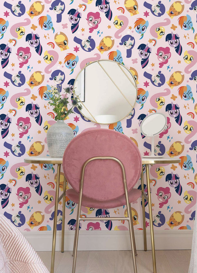 My Little Pony Toss Pink Peel & Stick Wallpaper with Kids Novelty Animals Pattern - York RMK12660RL