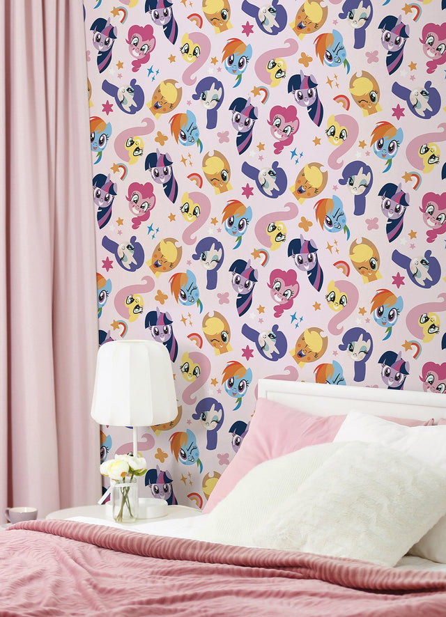 My Little Pony Toss Pink Peel & Stick Wallpaper with Kids Novelty Animals Pattern - York RMK12660RL