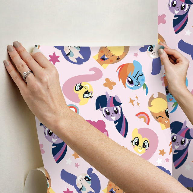 My Little Pony Toss Pink Peel & Stick Wallpaper with Kids Novelty Animals Pattern - York RMK12660RL