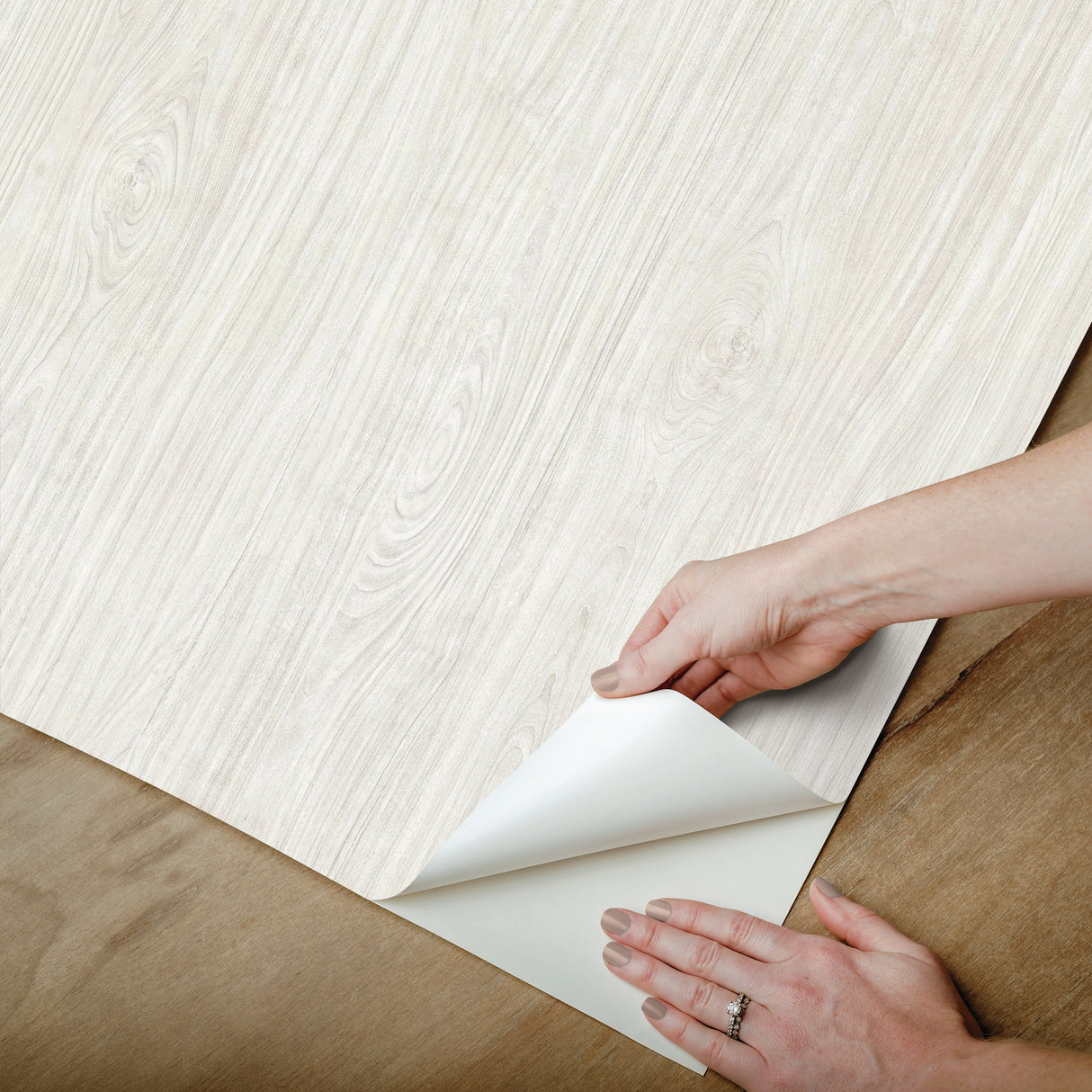 Cherry Wood Oyster Peel & Stick Wallpaper with Modern Wood-Look Pattern - York RMK12673PL