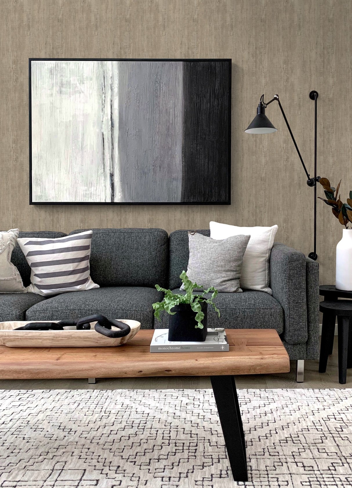 Dimensional Natural Wood Taupe Peel & Stick Wallpaper with Modern Wood Look - York RMK12674PL
