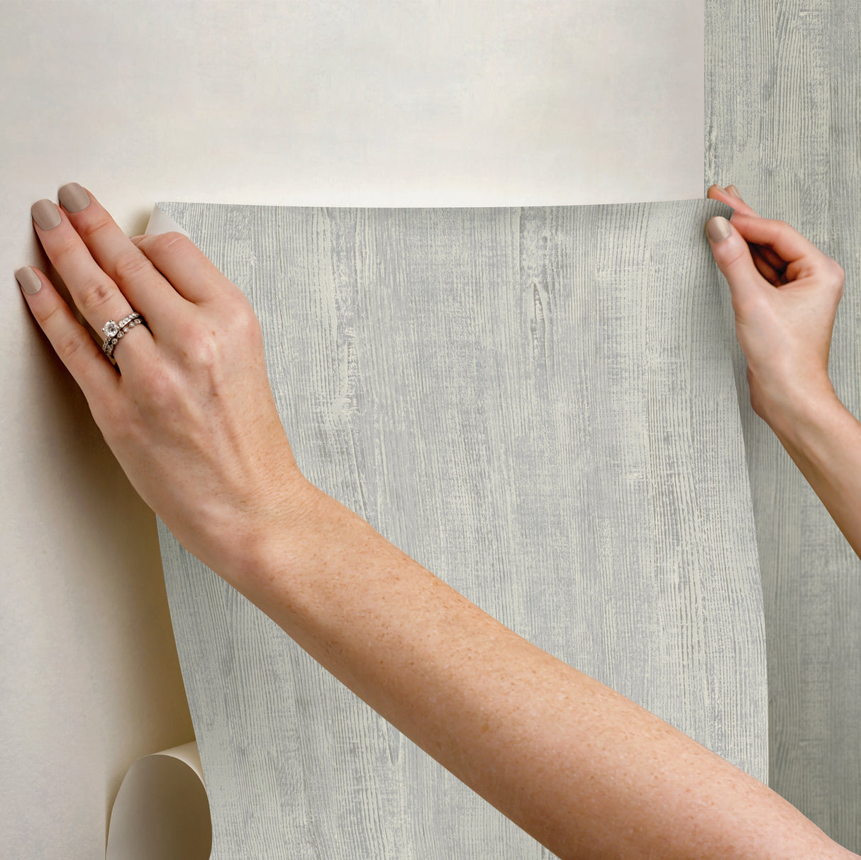 Dimensional Natural Wood Blue Peel & Stick Wallpaper with Modern Wood Look Pattern - York RMK12675PL