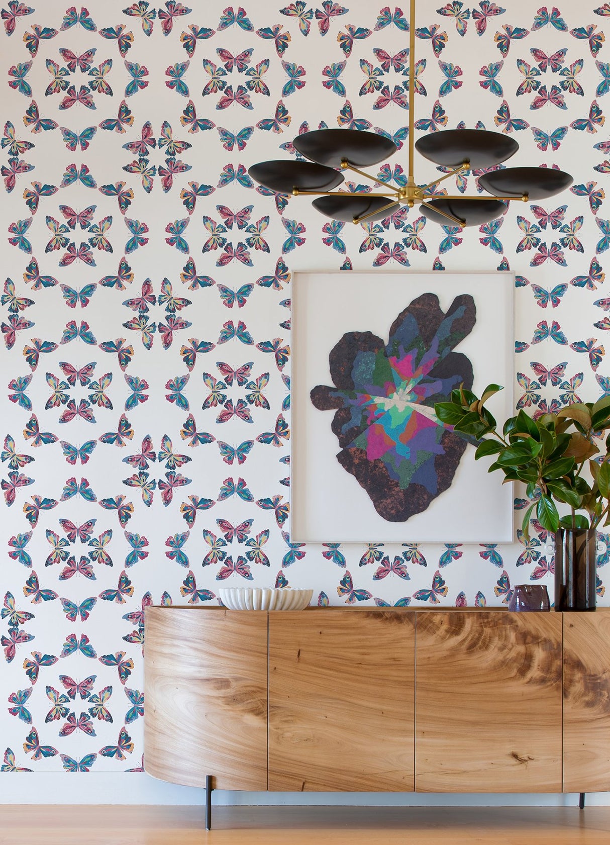 Papillon Blue Peel & Stick Wallpaper with Bohemian Butterfly Graphics - York RMK12700PLW