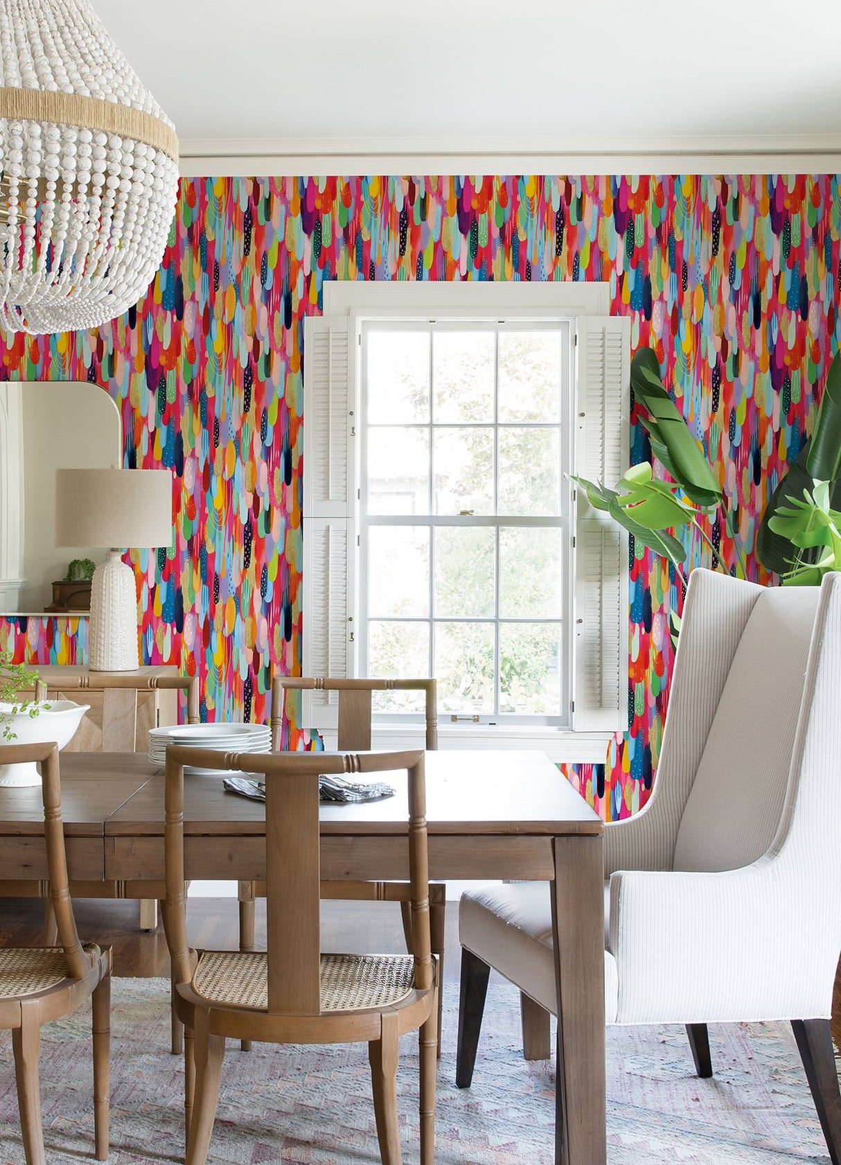 Brushstroke Red Multi Peel & Stick Wallpaper with Bohemian Abstract Graphics - York RMK12706PLW