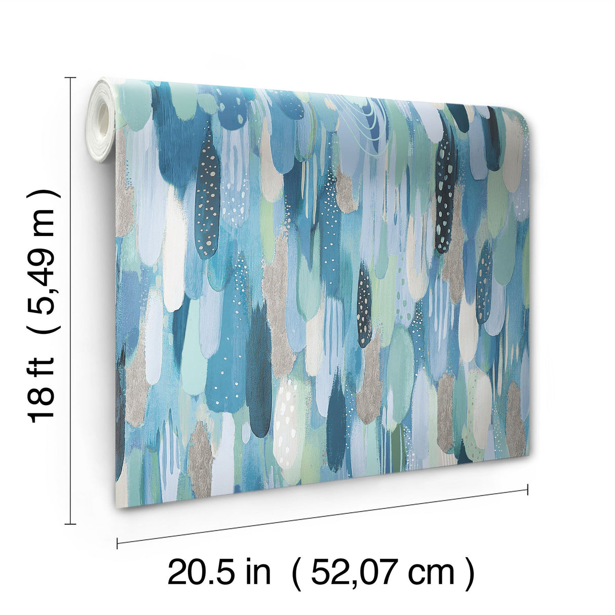 Brushstroke Blue Peel & Stick Wallpaper with Bohemian Abstract Graphics - York RMK12707PLW