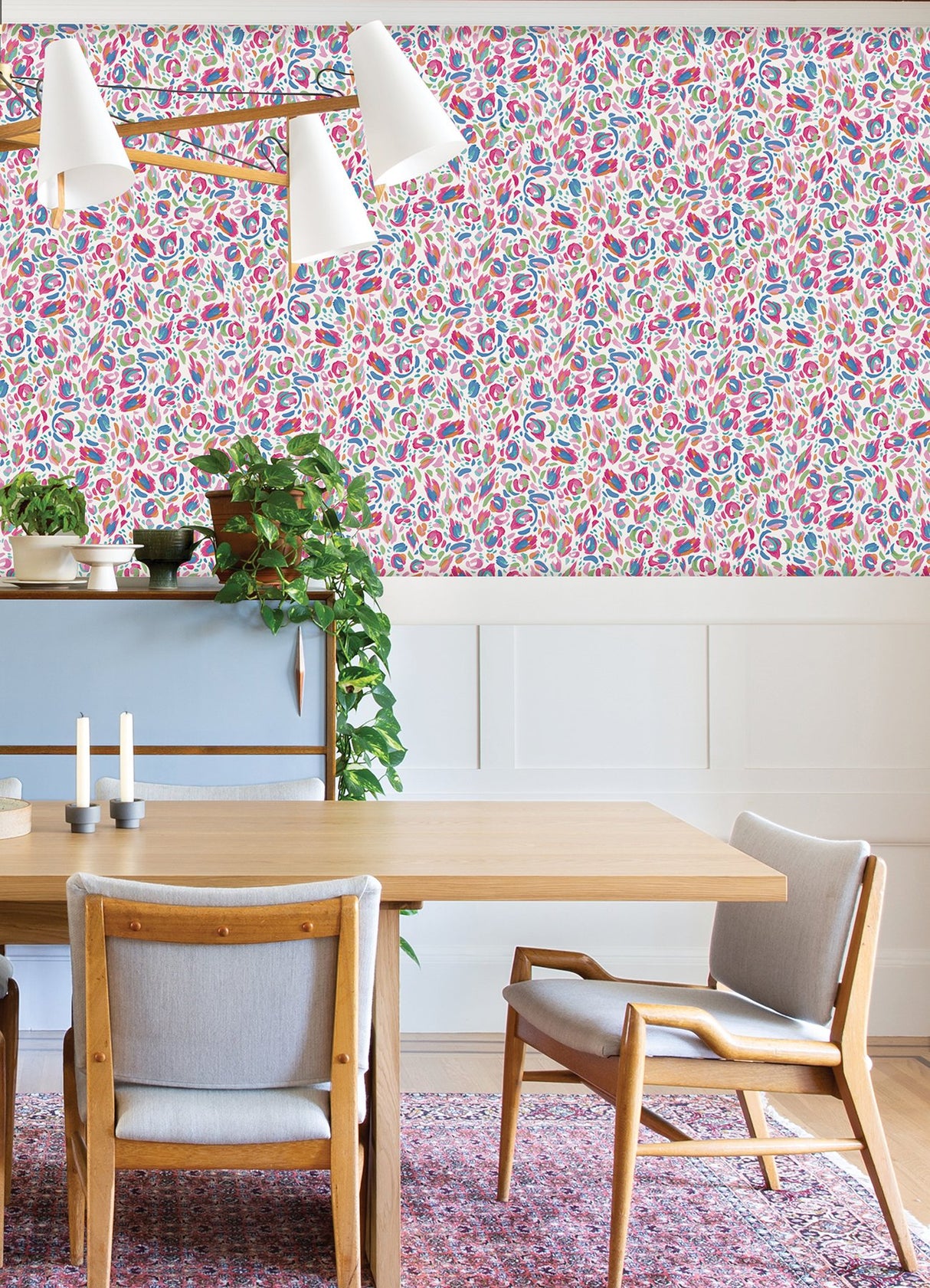 Brushstroke Leopard Red Multi Peel & Stick Wallpaper with Painterly Animal Print - RoomMates RMK12709PLW