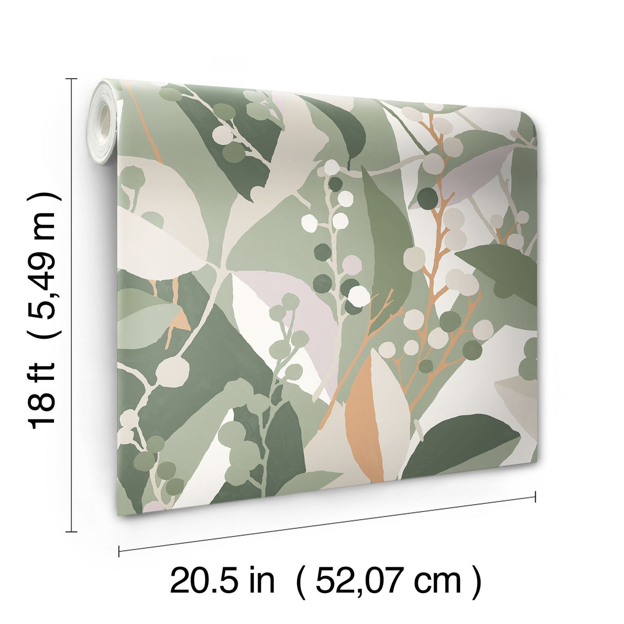 Adelaide Green Peel & Stick Wallpaper with Botanical Berry Print - York RMK12721PLW