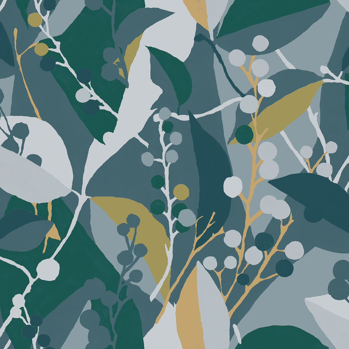 Adelaide Teal Peel & Stick Wallpaper with Botanical Berry Graphics - York RMK12723PLW