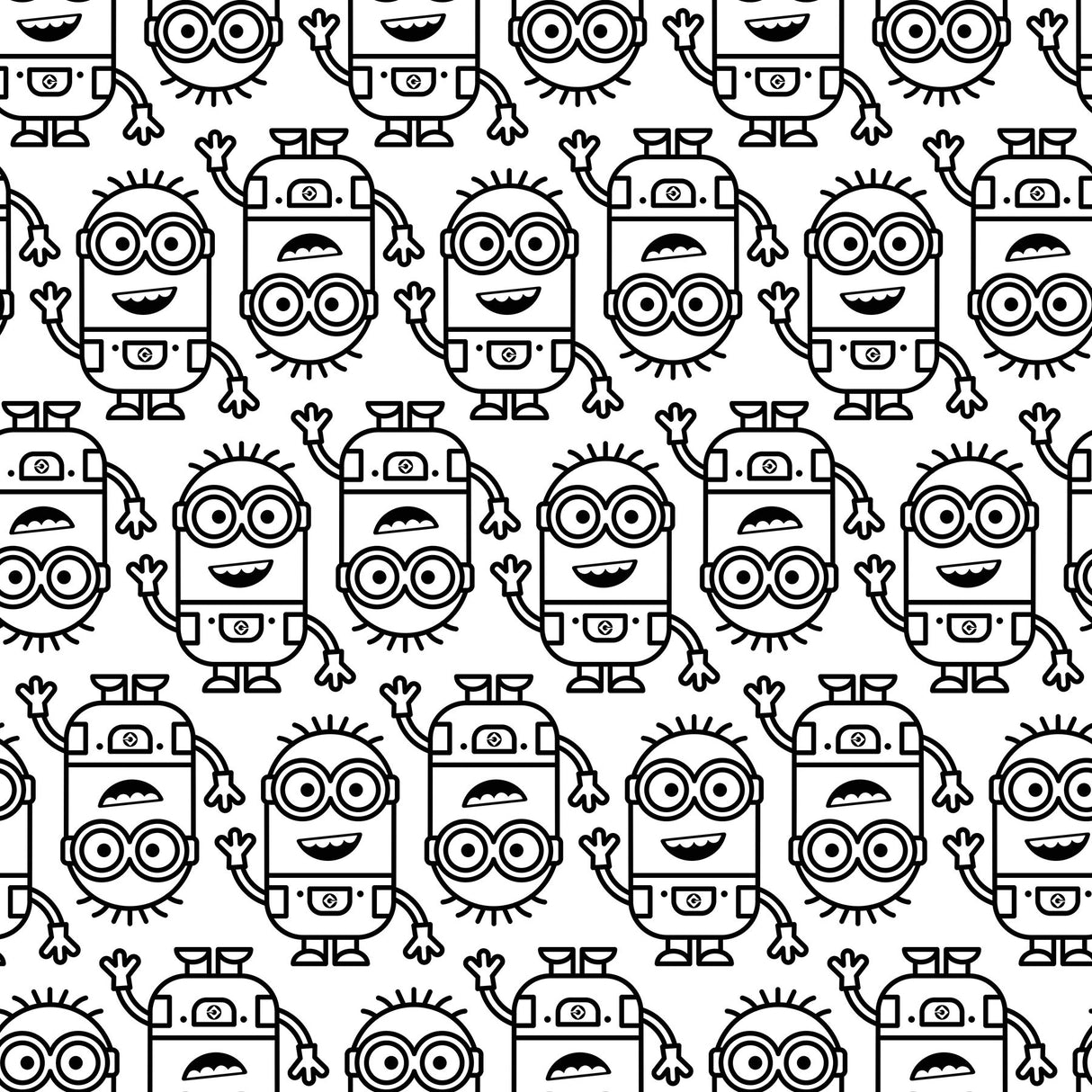 Minions Line Art Black Peel & Stick Wallpaper with Black-and-White Character Graphics - York RMK12730PLW