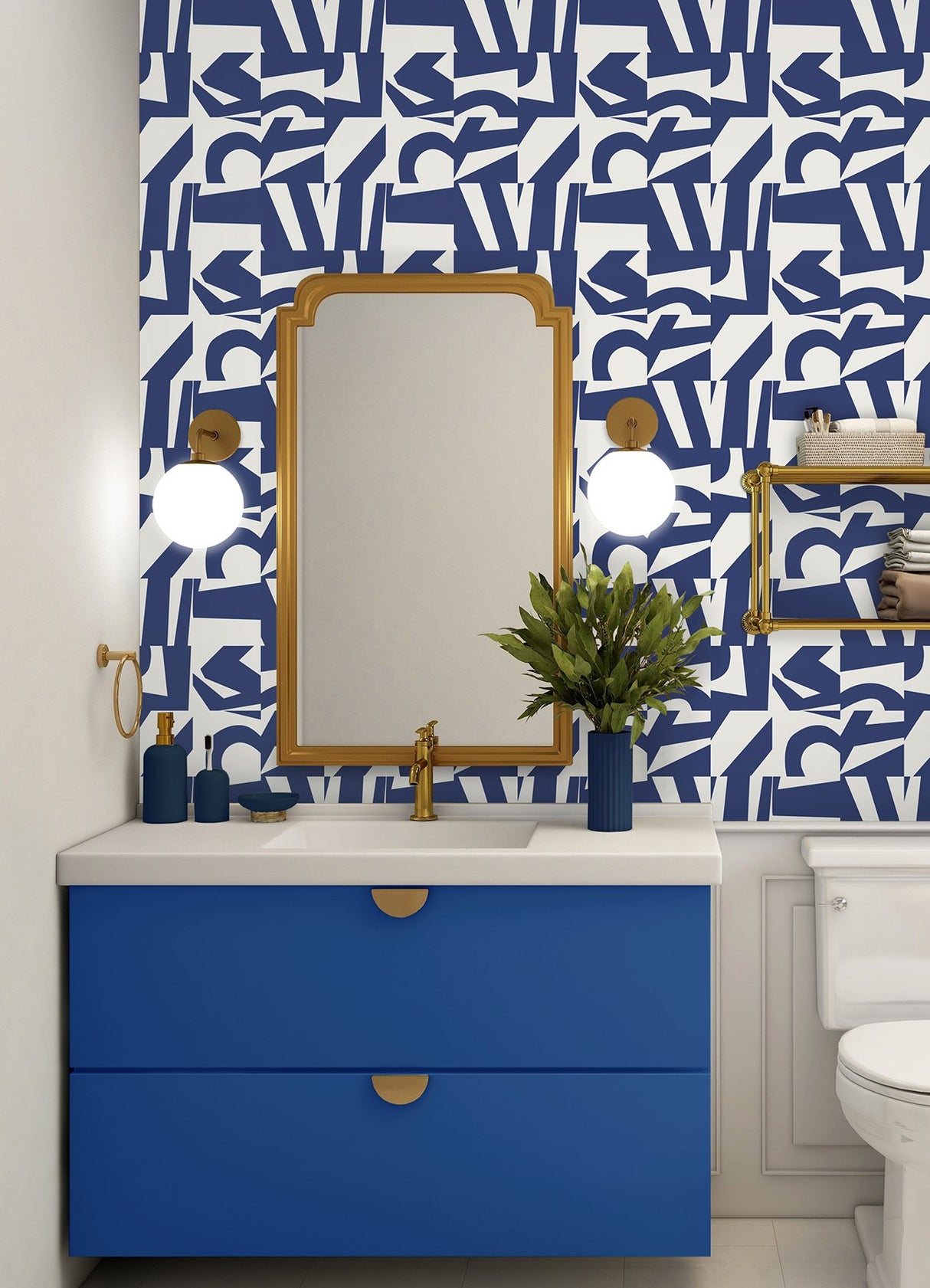 Inside The Box Blue Peel & Stick Wallpaper with Modern Geometric Graphic Pattern - York RMK12739PLW
